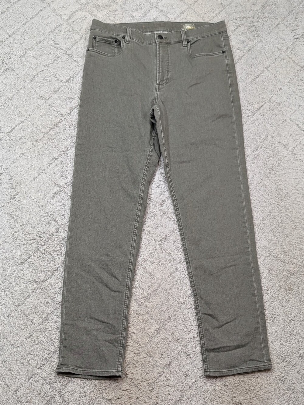 Faherty Pants Mens 33x32 Green Olive Stretch Denim Terry 5 Pocket Slim Straight